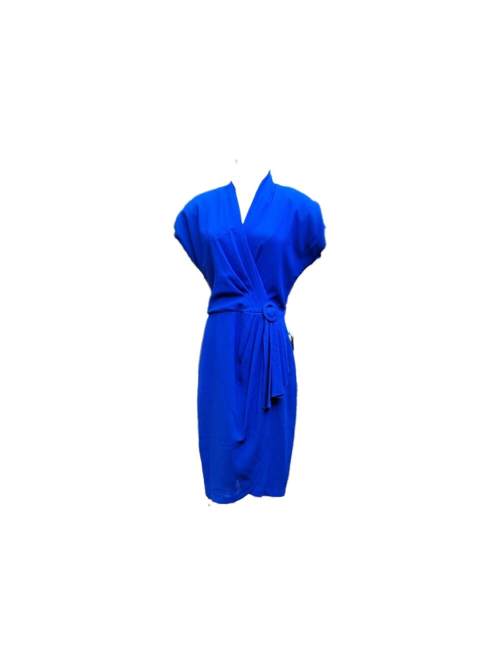 Vintage Womens 12P Liz Petites MaryAnn Lamonte Blue Pleated Deco Cocktail Dress